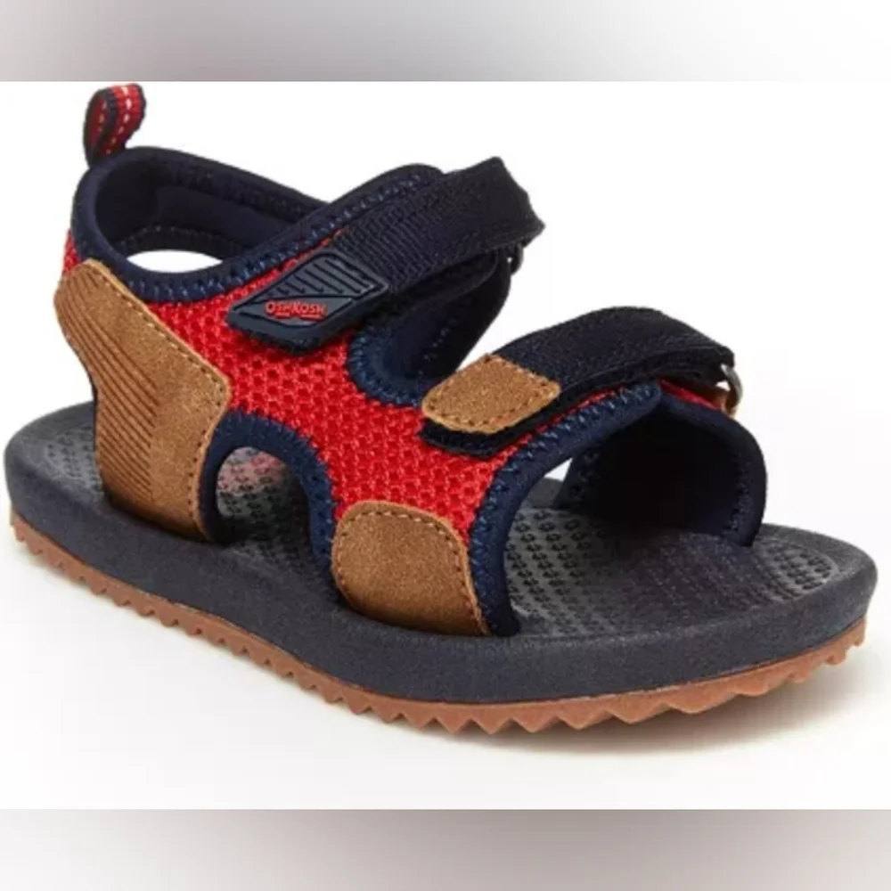 Oshkosh Boys Tetris Play Sandal Adjustable Red Blue Size 3 Summer Shoes